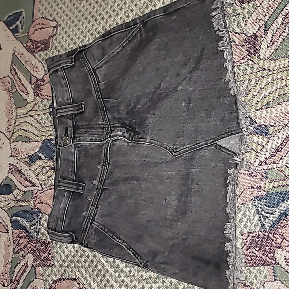 We the free acid wash gray denim skirt retro raw hem size 26